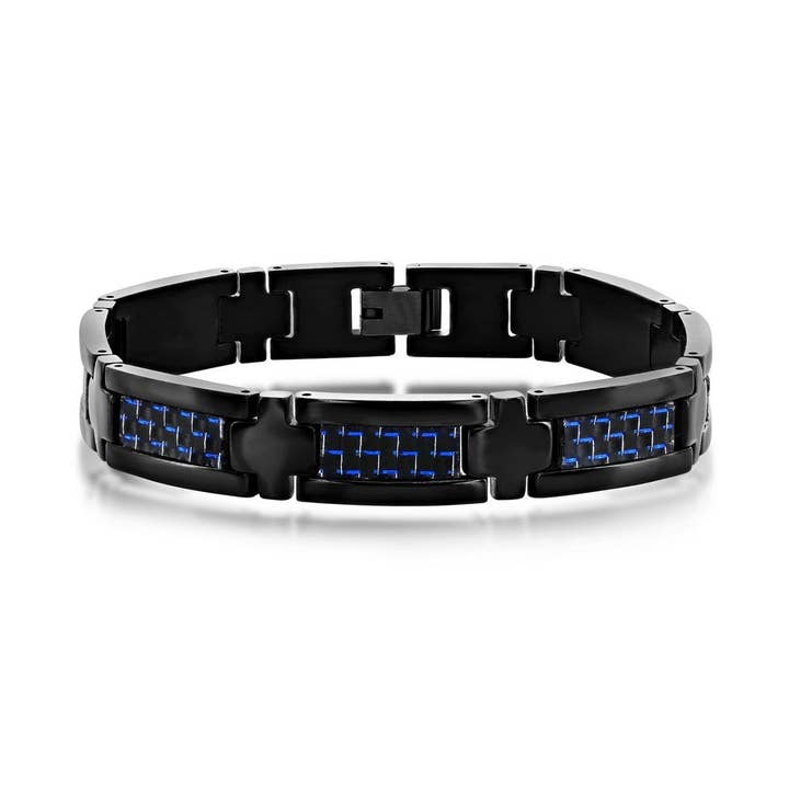 Stainless Steel Carbon Fiber Bracelet for wholesale by Metallo