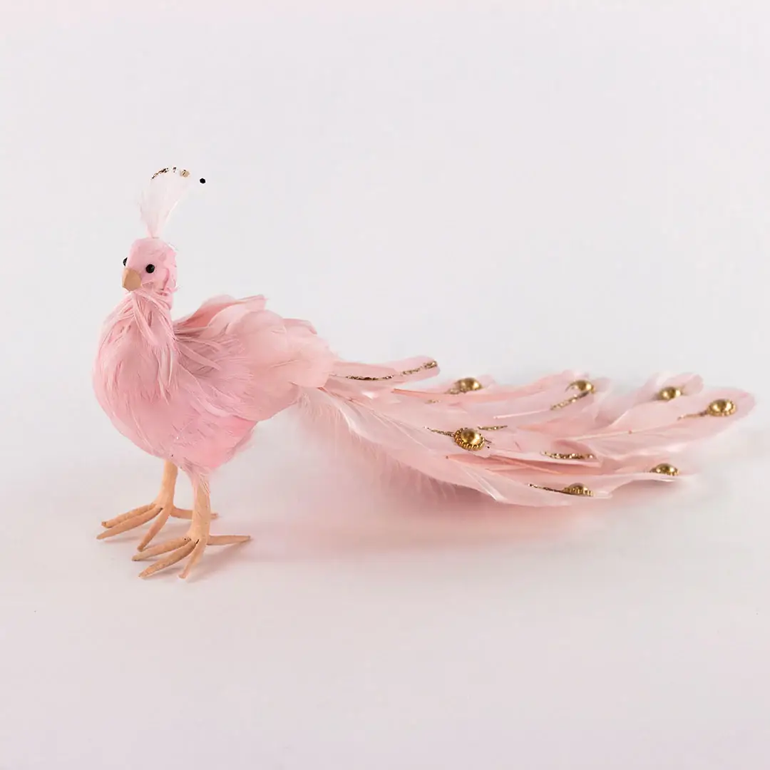 Zucker Feather Products – Engroshandel Pynt – Champagne lyserød påfuglepynt7