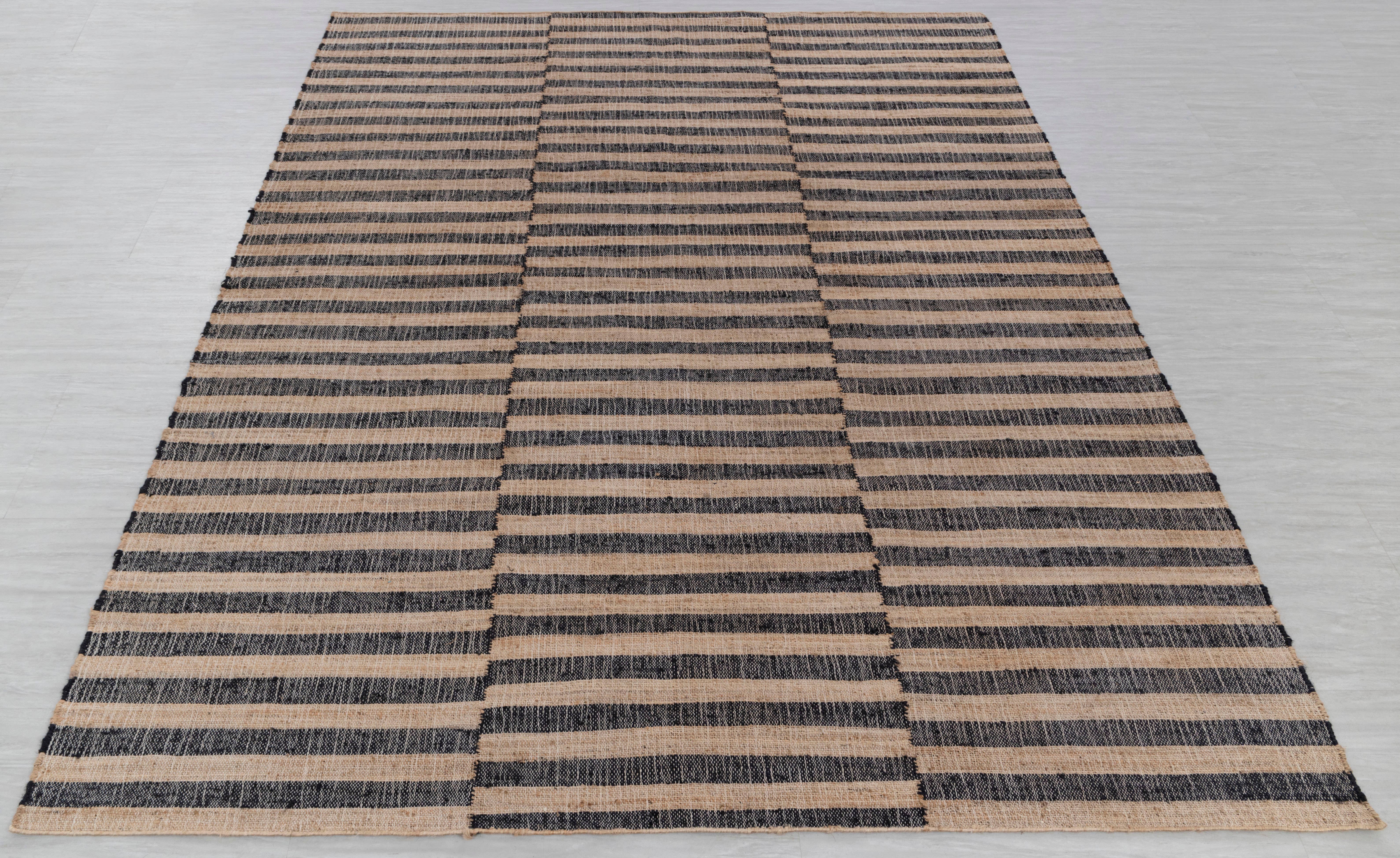 Aesthetic Homes LLC - Wholesale Area Rug - Natural Jute Black HandWoven Geometric Boho Modern Rug TN-595