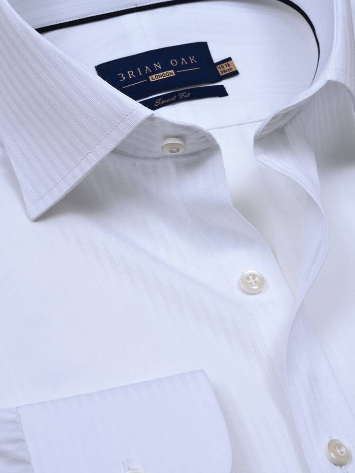 Hvidstribet tekstureret smart fit skjorte for engroshandel hos Brian Oak Limited