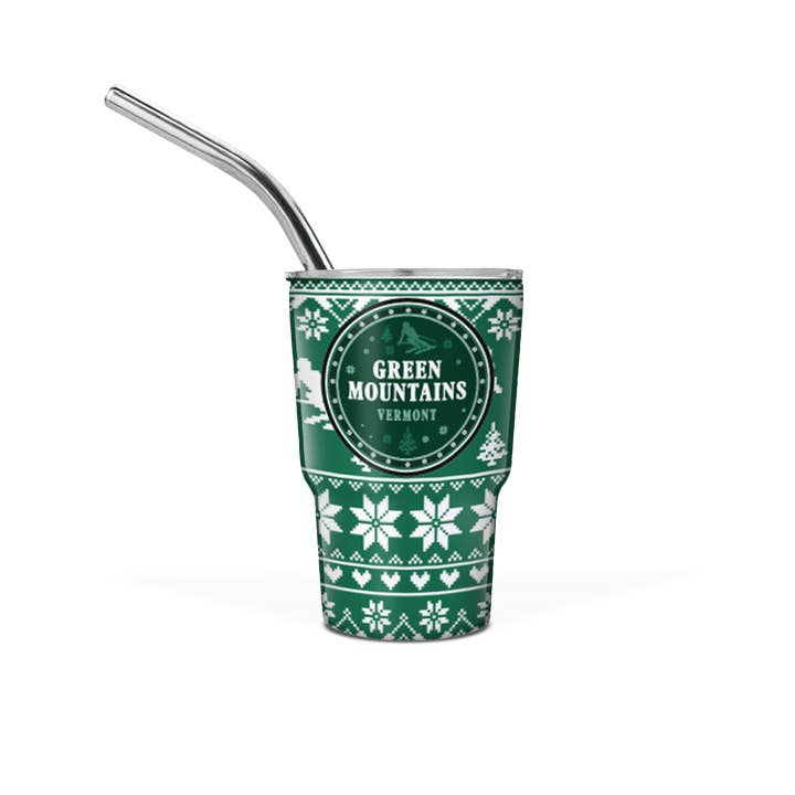 Seasons Spirit - Wholesale Insulated mug/tumbler - Name Drop Christmas Patterns - Mini 3 oz Tumbler with Straw