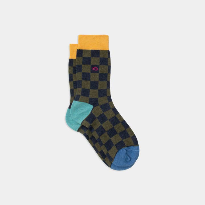 Checkered combed cotton socks - Brooklands for wholesale by BILLYBELT