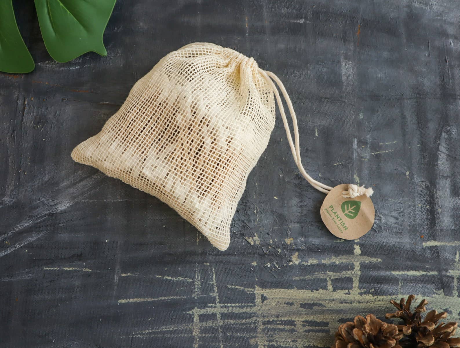 Plantish - Vente Sac à linge - Ensemble de 2 sacs en filet biologique4