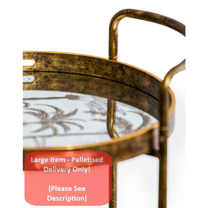 McGowan & Rutherford Ltd - Wholesale Serving Tray - Antique Gold Drinks Trolley W/ Mirrored Serving Trays1