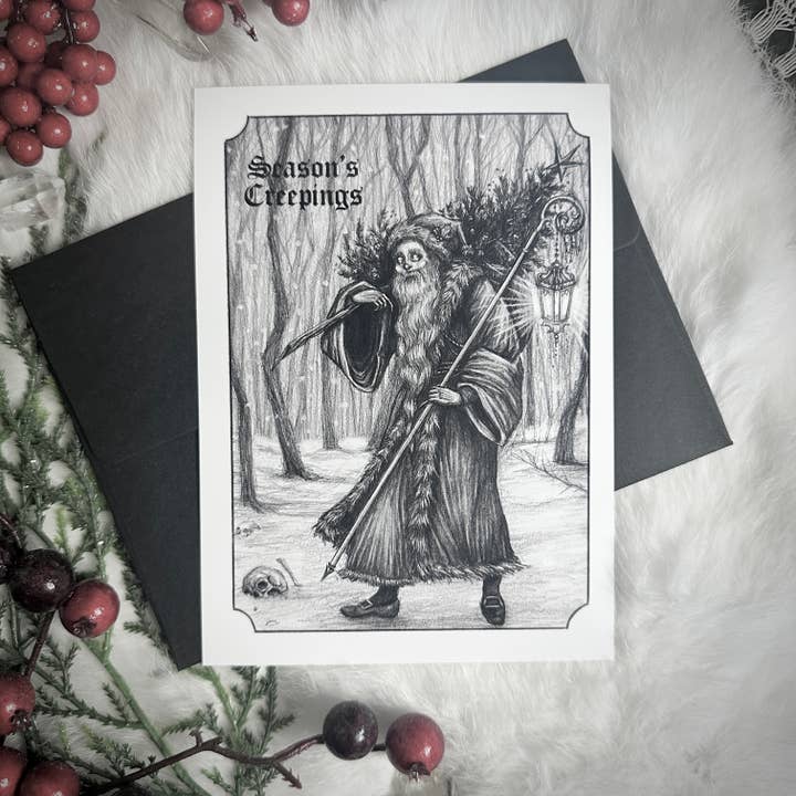 Season's Creepings Holiday Card - Pack of 10 Cards for wholesale by Caitlin McCarthy Art