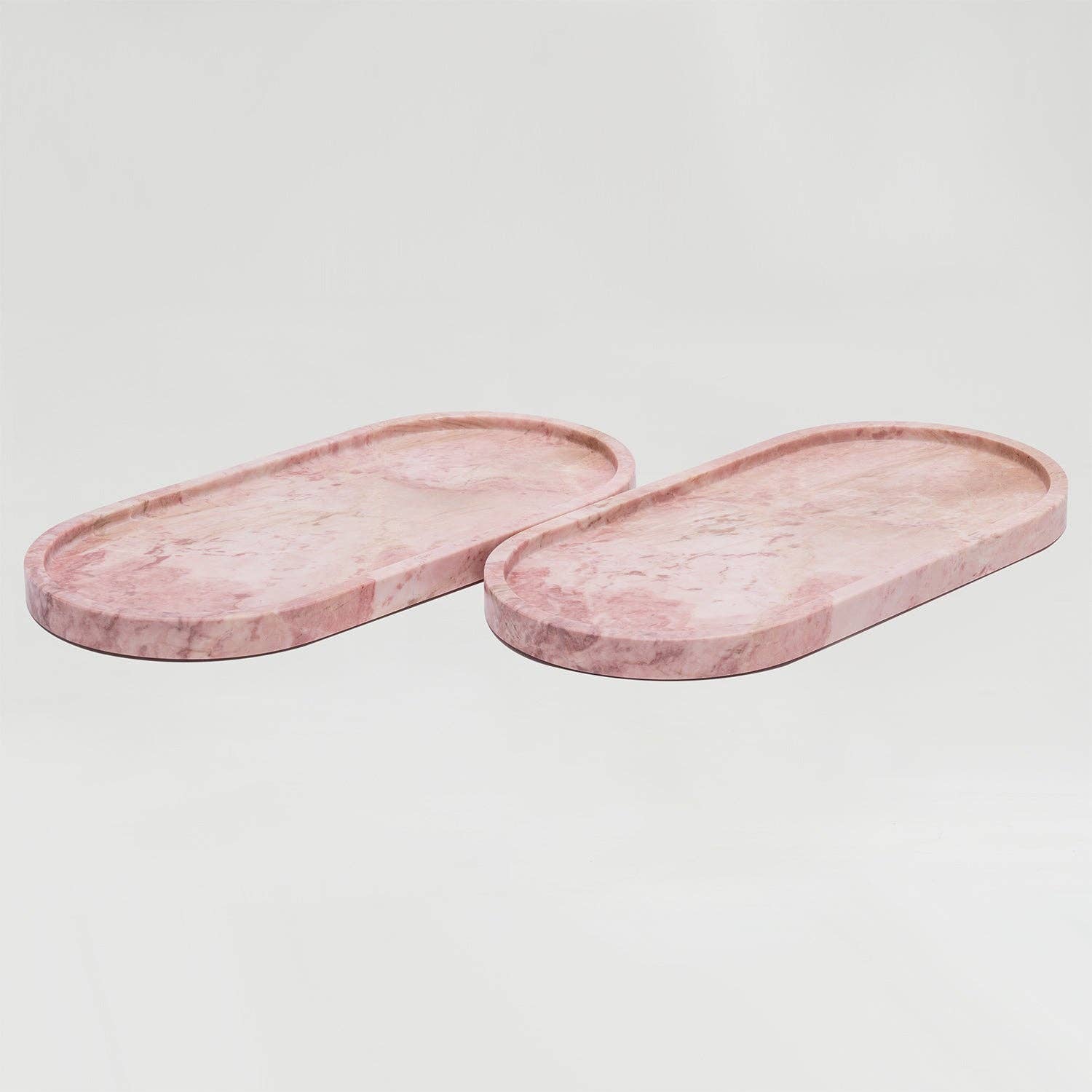 Kiwano Concept - Wholesale Decorative Tray - PINK MARBLE OVAL TRAY2