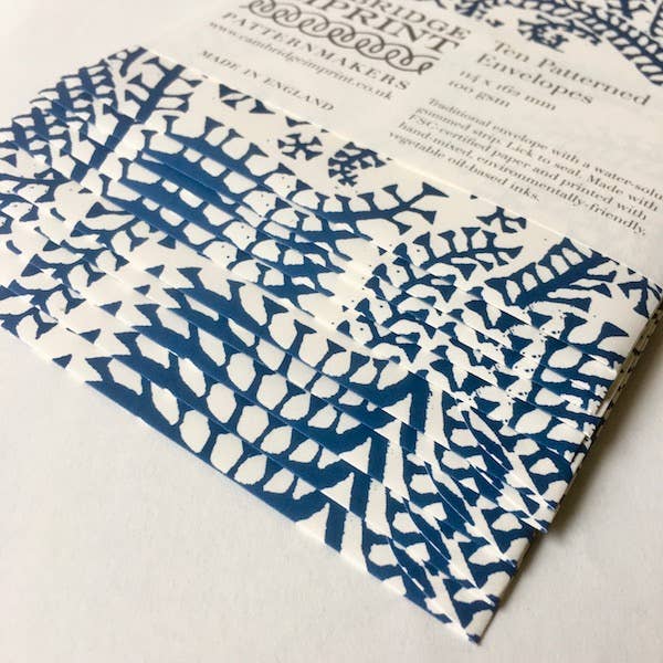 Cambridge Imprint - Wholesale Envelopes - Packet of Ten Patterned Envelopes Seaweed Paisley Prussian Blue2