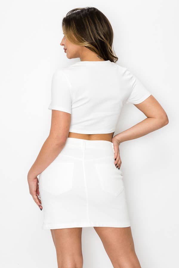 SALT – Engroshandel Nederdel - Dame – (SK1947) Denimnederdele med perler og krystaller i 3 farver13