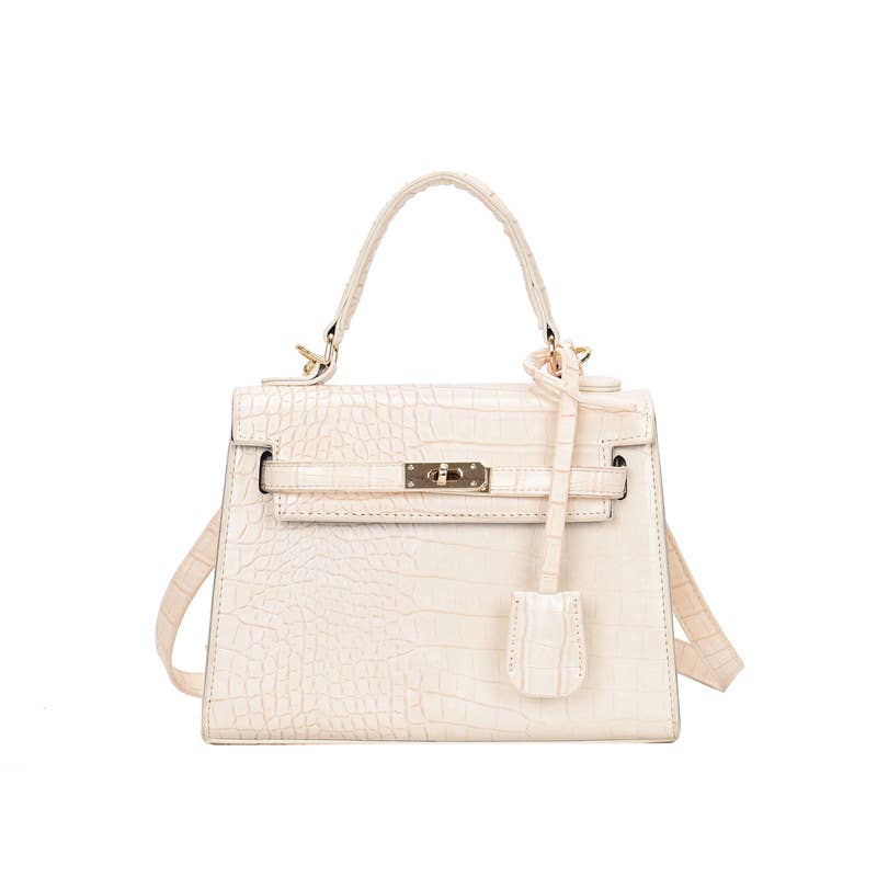 Little Trendy - Wholesale Top Handle Bag - Women's - Lantern Faux Croc Crossbody Purse Women's portable Kelly bag2