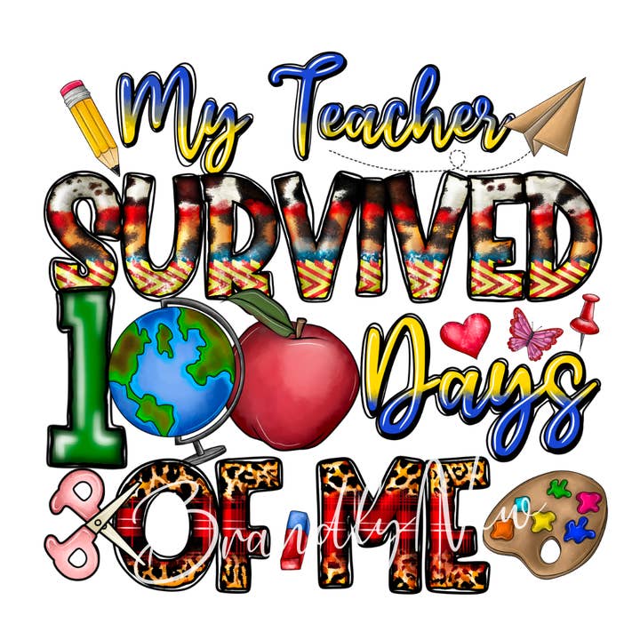 Sublimation Transfer, 100 Days of School for wholesale by BrandlyNew