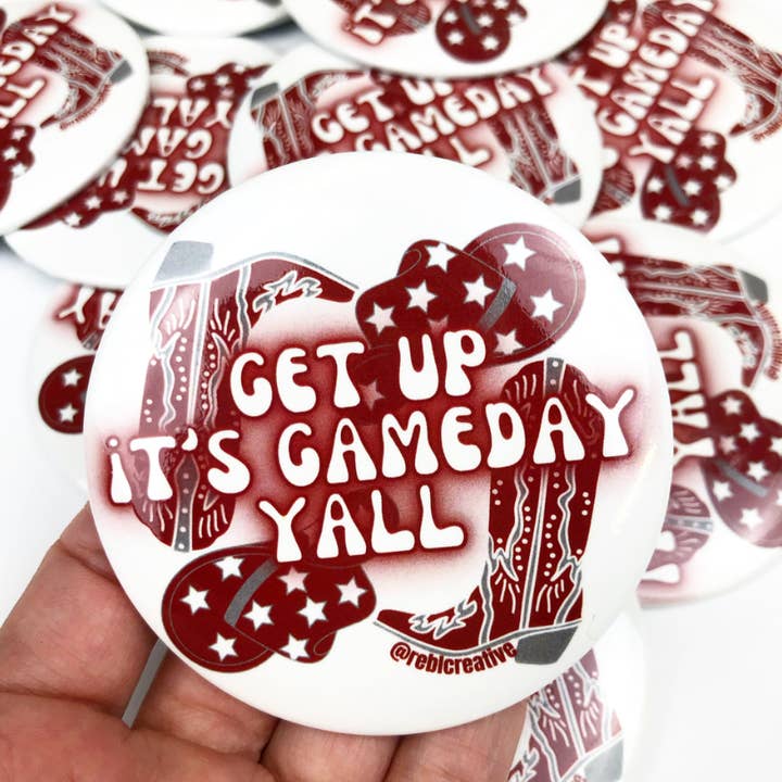 *Get Up - Maroon/Grey - Game Day Button for wholesale by REBL Creative