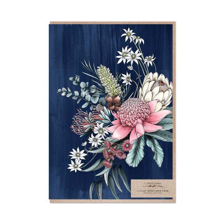 Florist Bouquet in Navy Card for wholesale by Typoflora