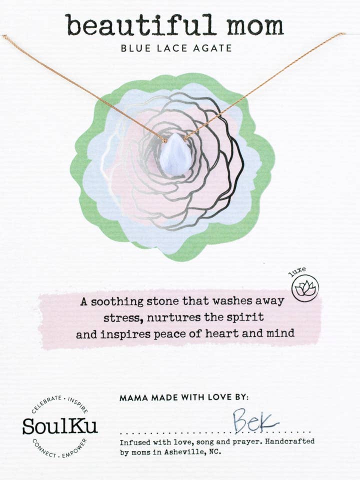 Blue Lace Agate Luxe Necklace for Beautiful Mom for wholesale by SoulKu