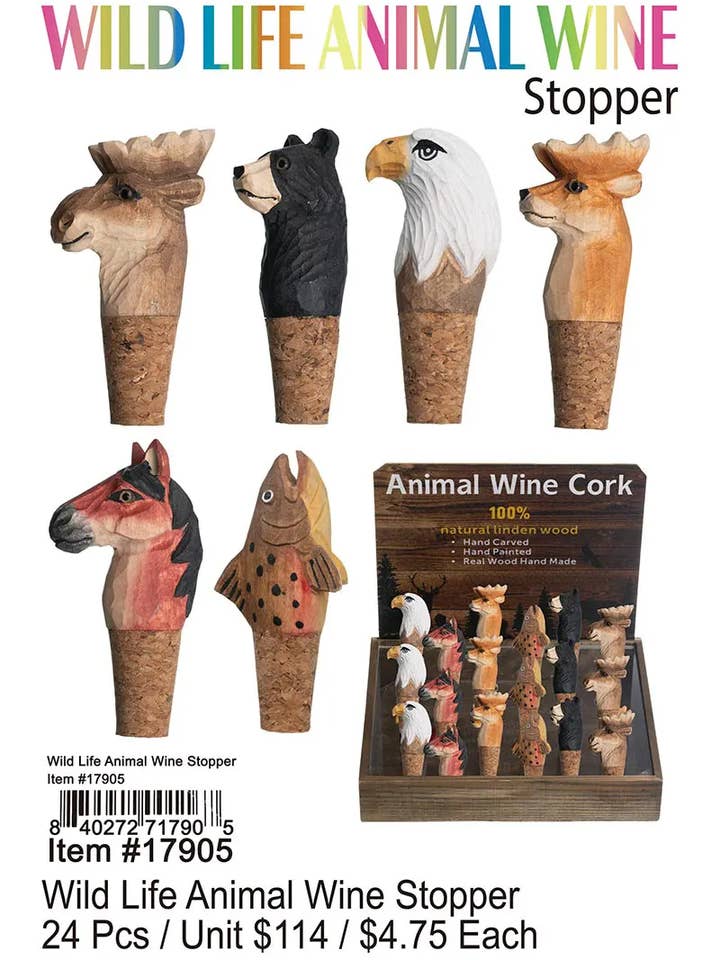 Bouchon de vin avec animaux sauvages, 24 pièces. pour la vente par Puka Creations
