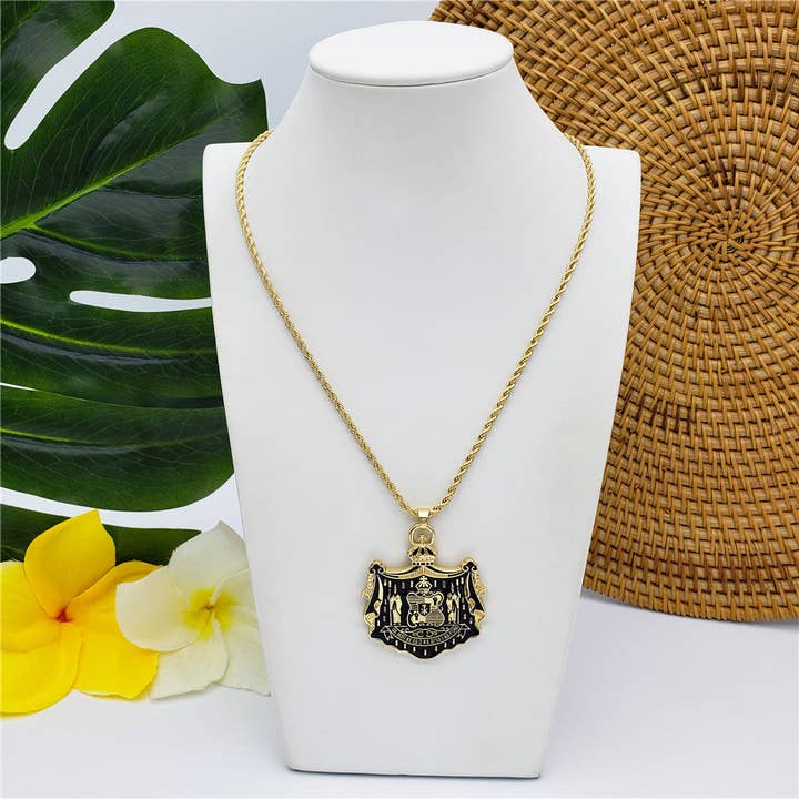 Kingdom Of Hawaii Coat Of Arms Necklace In 3 Colors for wholesale by S&T Collections