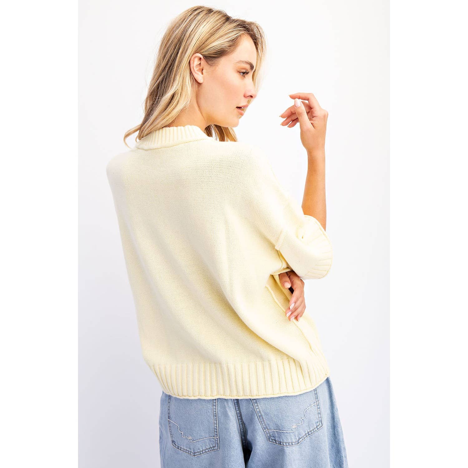 COTIERRA - Wholesale Knit Sweater - Women's - OVERSIZED CREWNECK SHORT SLEEVE SWEATER1