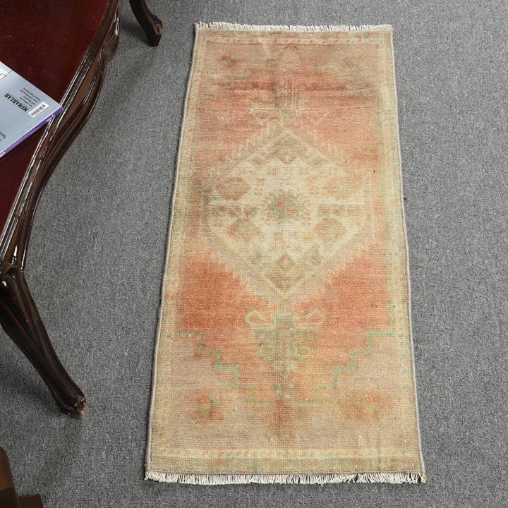 Tapis Bohème Tissé à la Main, 1,4x3,1 Pieds Patchwork Orange pour la vente par Vintage Rugs Loom