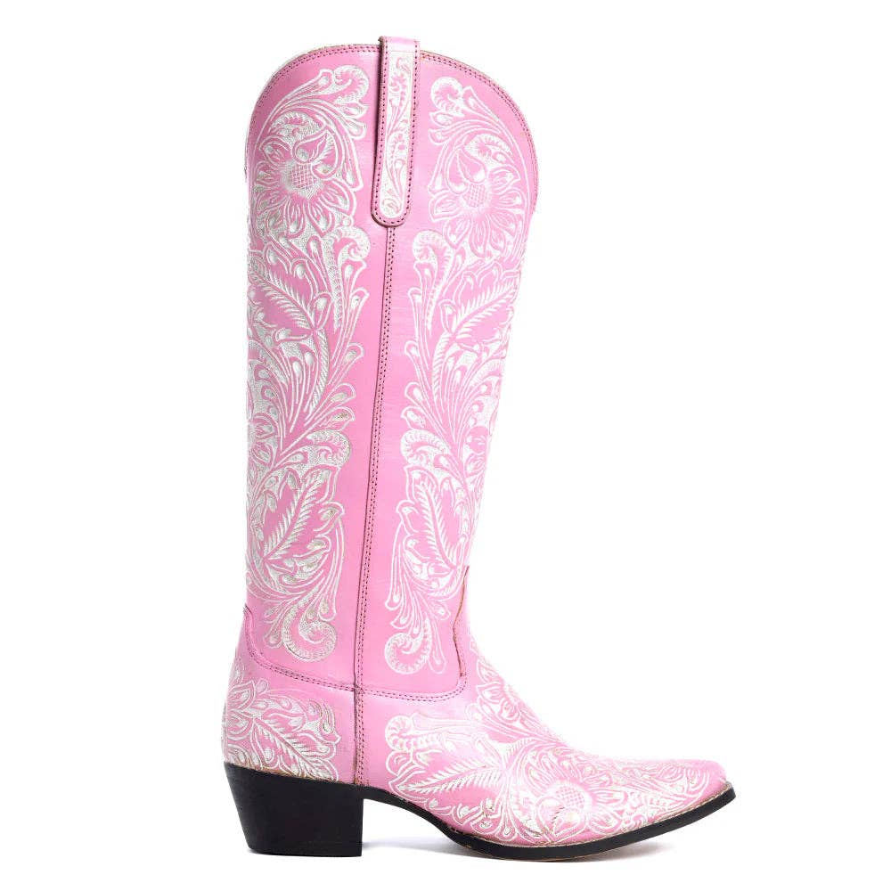 MYRA - EU - Wholesale Cowboy Boots - Women's - Myra Bag Valentina Trail Hand-tooled Boots in Pink1
