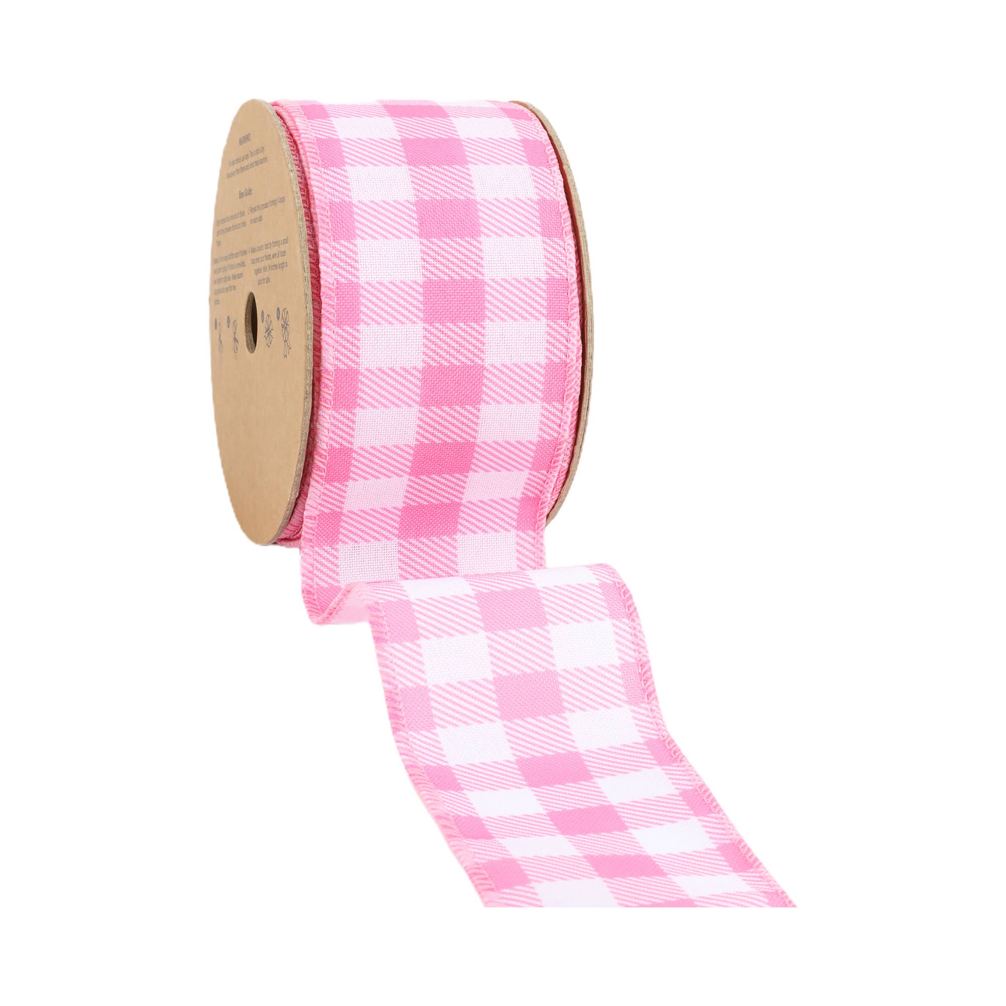 LA Ribbons Wholesale - Wholesale Ribbon - Gift Wrapping - 2 1/2" Wired Ribbon | White/Spring Gingham | 10 Yard Roll |8
