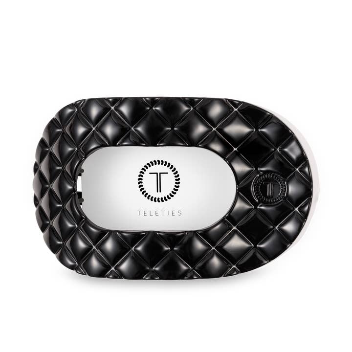 TELETIES - Wholesale Hair Clip - Women's - Flat Round Hair Clip | Large | Jet Black Quilted1