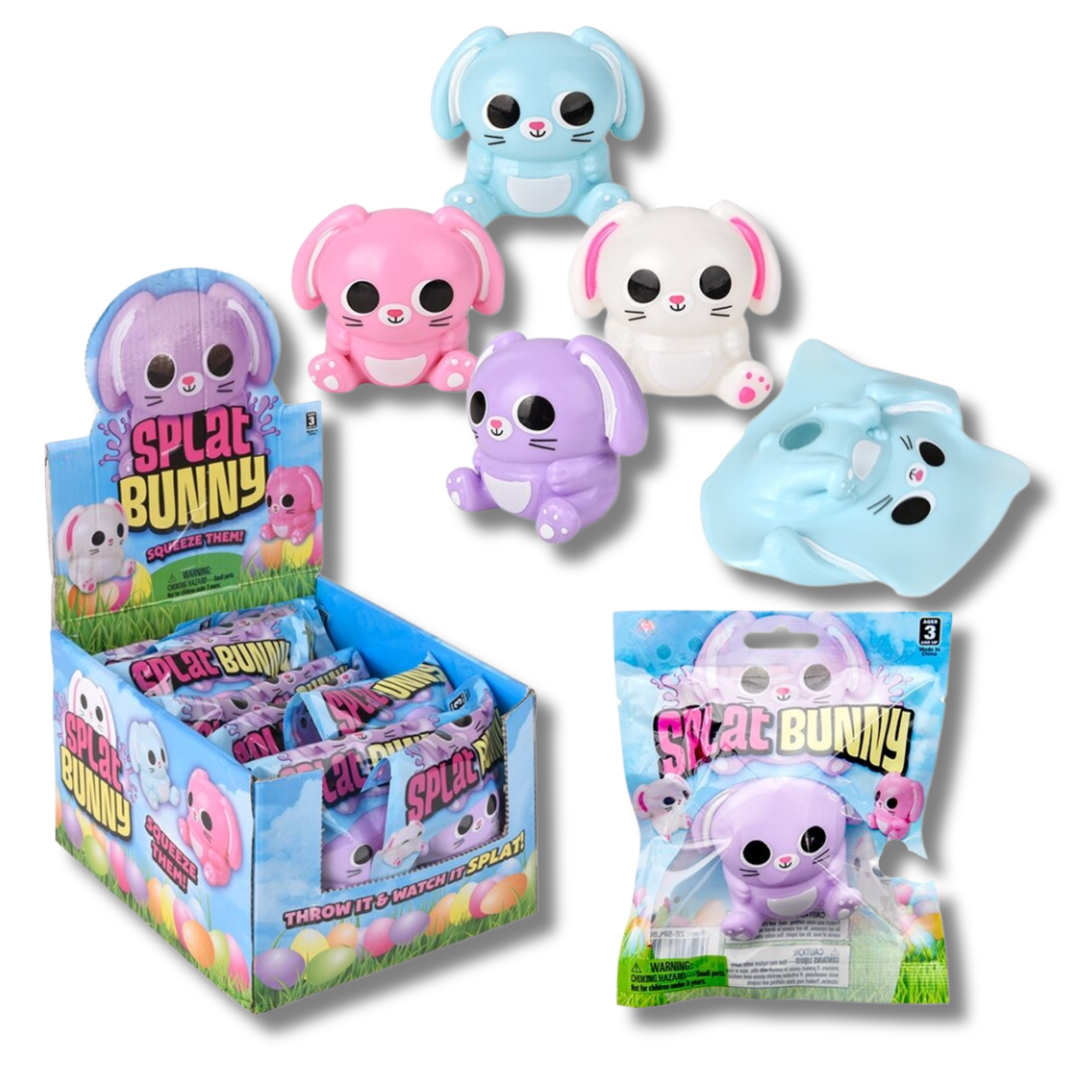 JSBlueRidge Toys - Wholesale Fidget Toy - Kids - Happy Bunny Fidget Sticky Splat Kids Toy- Assorted0