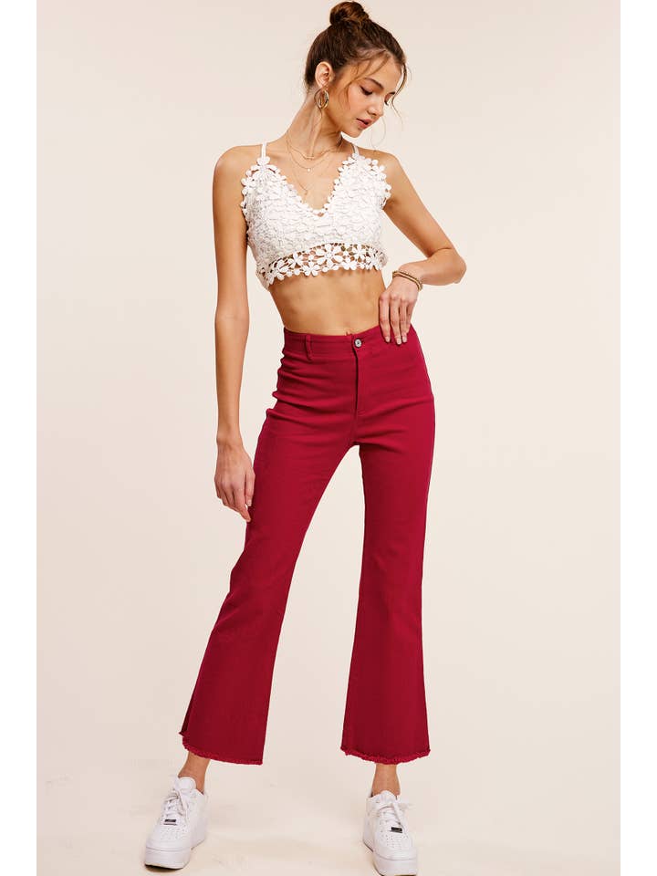 La Miel – Calças - Mulher por atacado – MCP3113-Calças Flare elástica de Cintura Alta Lavada e Macio52