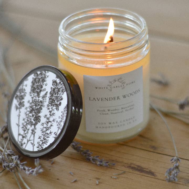 White Gables Home By Aimee Weaver Designs - Wholesale Jar/Filled Candle - Lavender Woods Handpoured 8 oz. Soy Candle | Made in USA