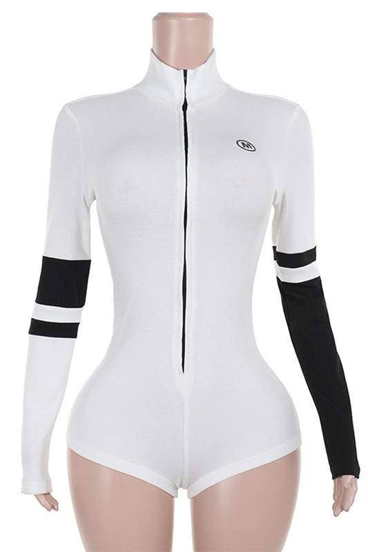 WHITE mock neck long sleeve rompers for wholesale on Faire7