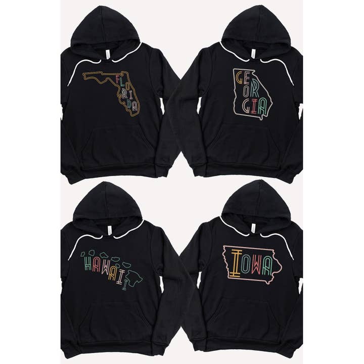 Kissed Apparel – wholesale Hoodie – Women's – Neon State Shape Graphic Hoodies3