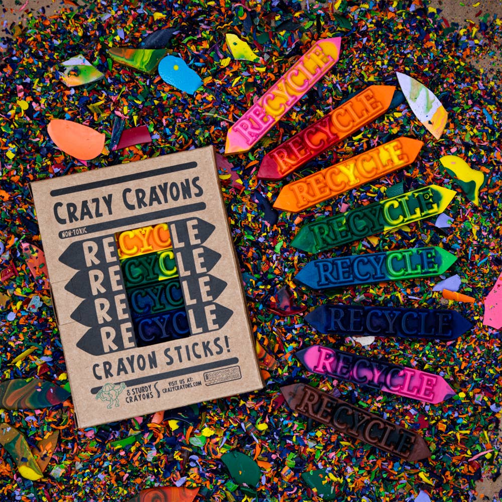 Crazy Crayons - Vente Crayon – enfant et bébé - Boîte de 8 bâtonnets de crayon recyclés3