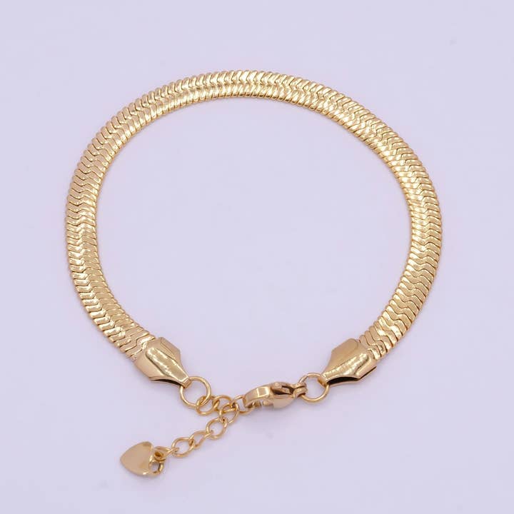 Aim Eternal - Wholesale Link & Chain Bracelet - Gold 3mm 4mm 5mm Herringbone Snake Chain Bracelet For Wholesale Bracelet Jewelry Making Supply | WA-924 WA-925 WA-9264