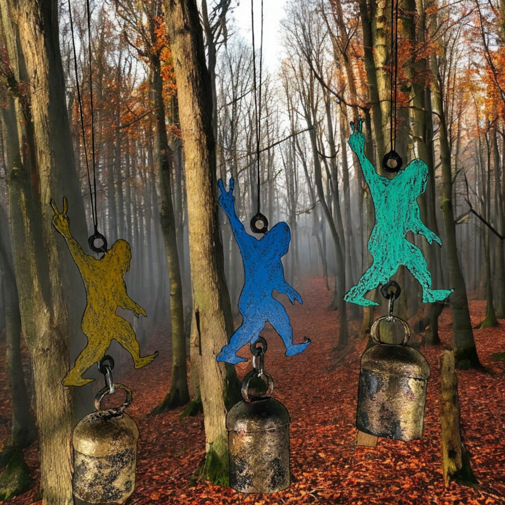 Whimsies - Vendita all'ingrosso Decorazione - Campanello a vento Bigfoot, ornamento con simbolo della pace, regalo economico e conveniente2