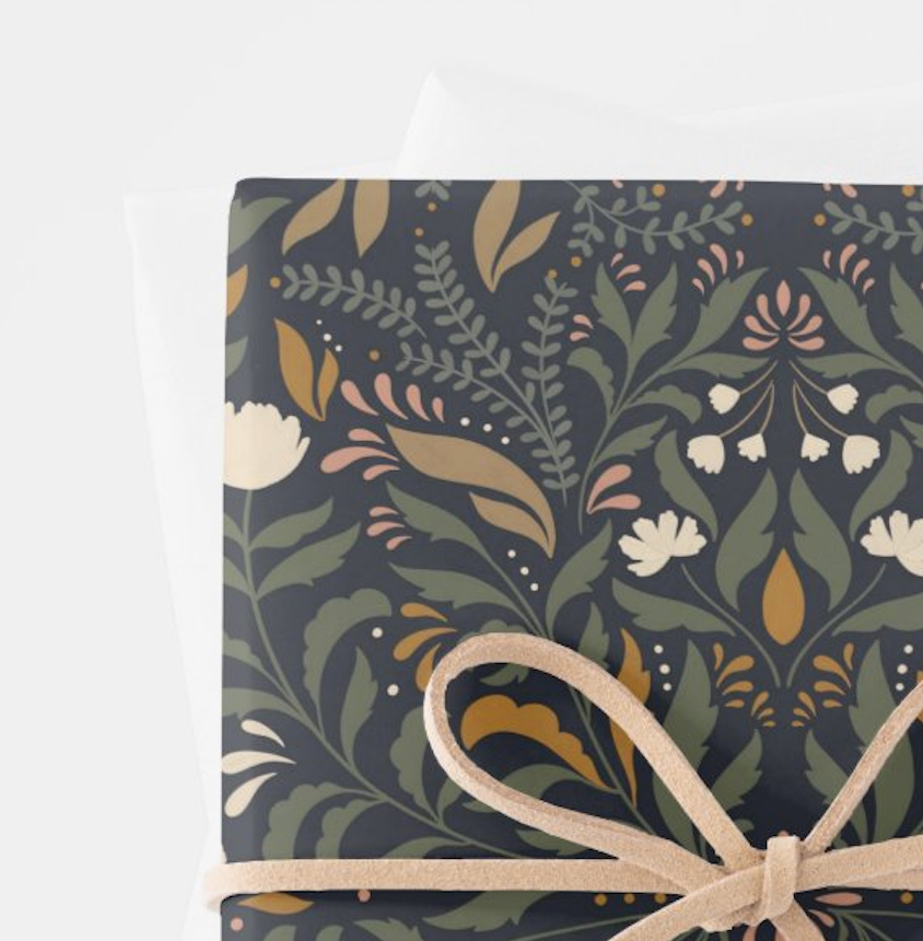 Flounce & Flourish - Vente Feuille de papier cadeau - Papier d'emballage pour fleurs boisées1