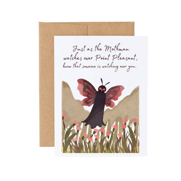 Cartões de Encorajamento e Amor com Mothman Críptido em Aquarela por atacado de Cryptic Paper Co.