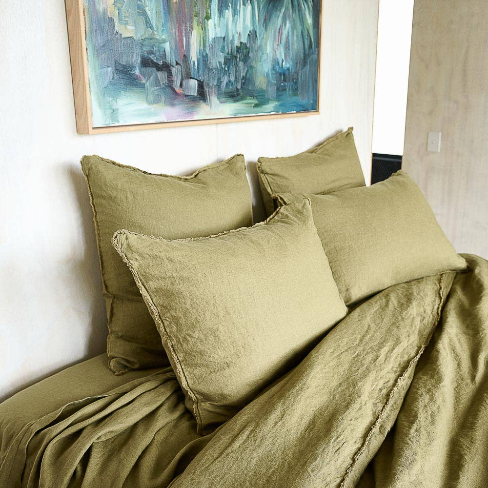 French Linen Pillowcase Set - Olive for wholesale on Faire2