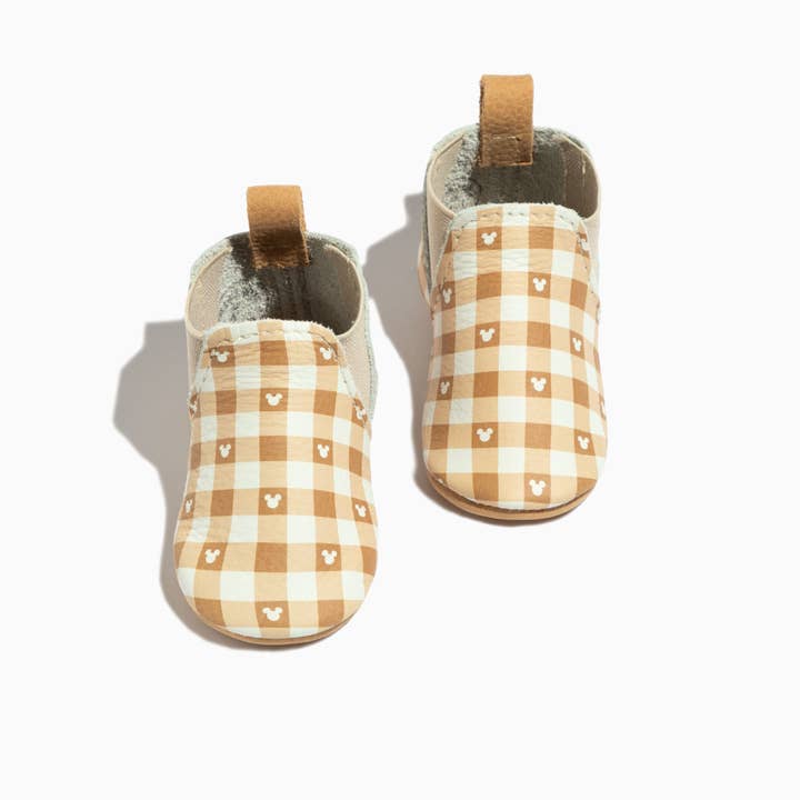 Disney Gingham Mickey Mouse Chelsea Boot Baby Shoe for wholesale by Freshly Picked