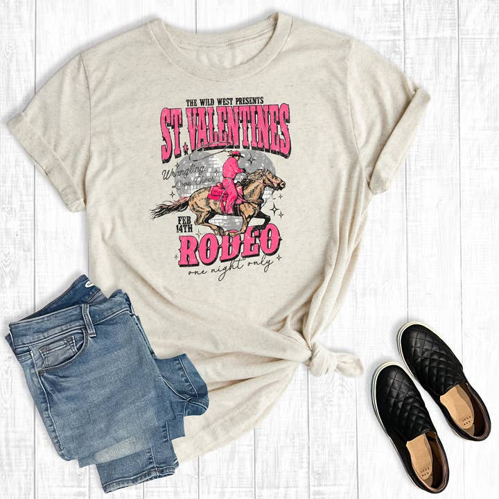ST.Valentines Wild West Rodeo Grafisk T-shirt för wholesale av The Way Down South