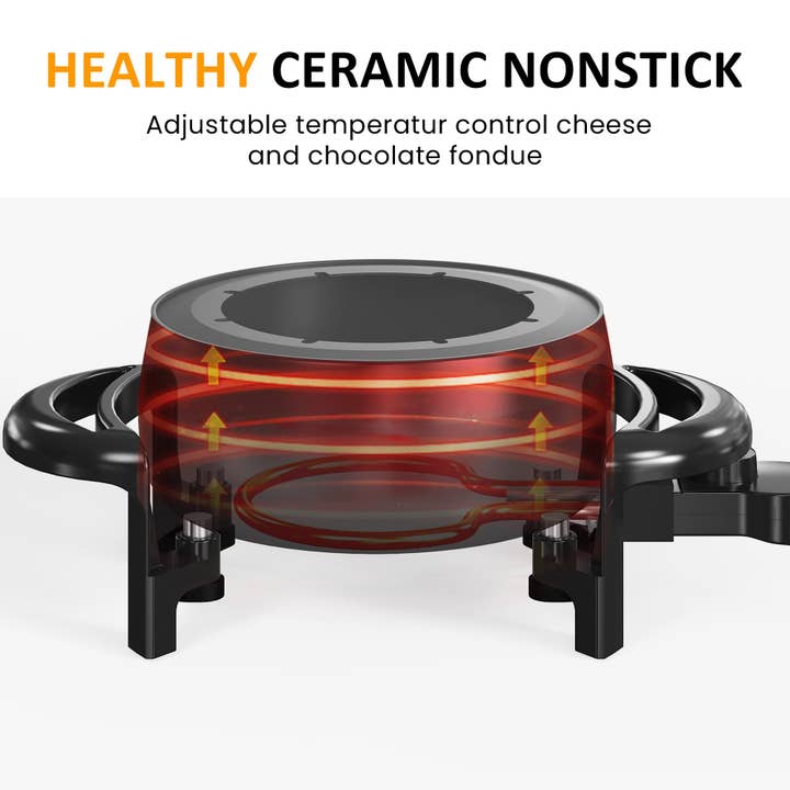 Heynemo - Wholesale Kitchen Appliance - Electric Fondue Pot Set for Cheese & Chocolate5