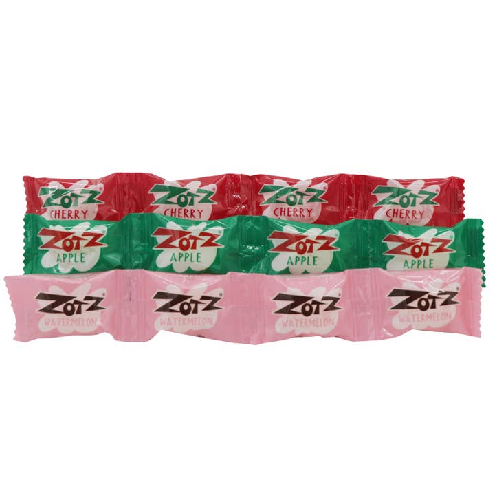 Grandpa Joe's Candy Shop - Wholesale Hard Candy - Zotz Fizzing Candy Strings, Cherry/Apple/Watermelon 48ct