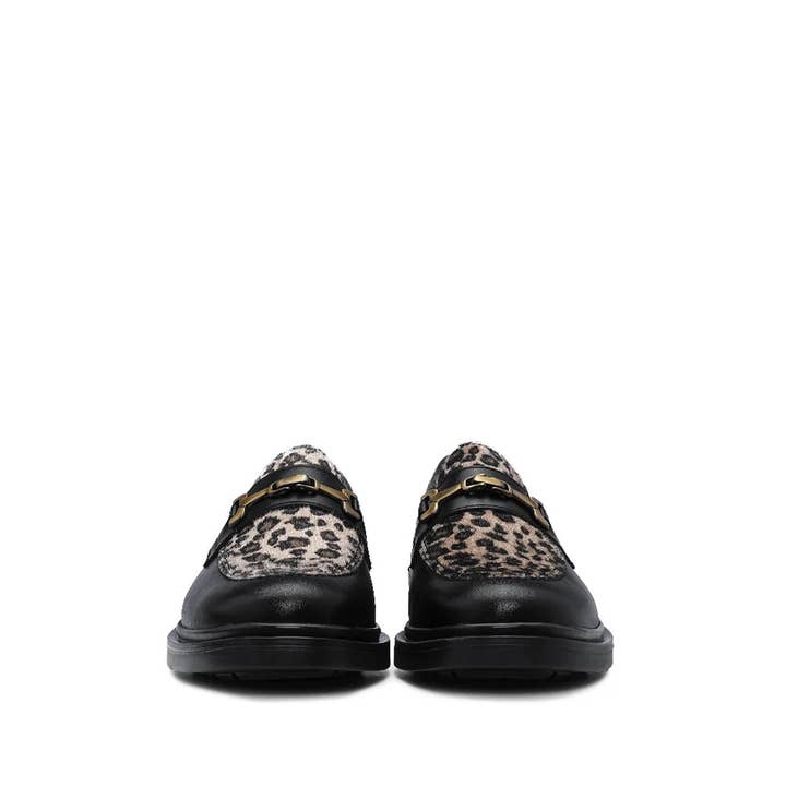 Sort Leopard loafers med leoparddetalje foran for engroshandel på Faire3