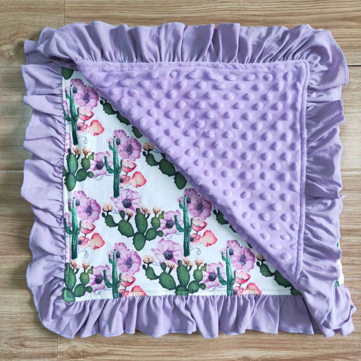 Yawoo Garments - Wholesale Bedding Blanket - Kids & Baby - Cactus floral lavender minky baby blankets2