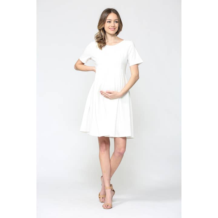 Hello Miz - Wholesale Dress - Maternity - Pleated Round Neck Maternity Skater Dress10