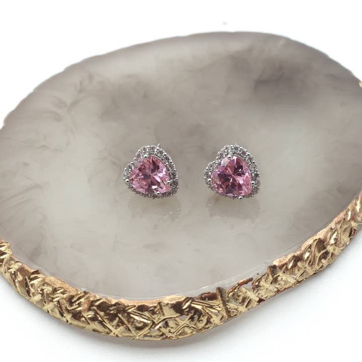 Daemon srls - Wholesale Stud/Post Earrings - DIANA ~Orecchini a bottone con cubic zirconia a forma di cuore3