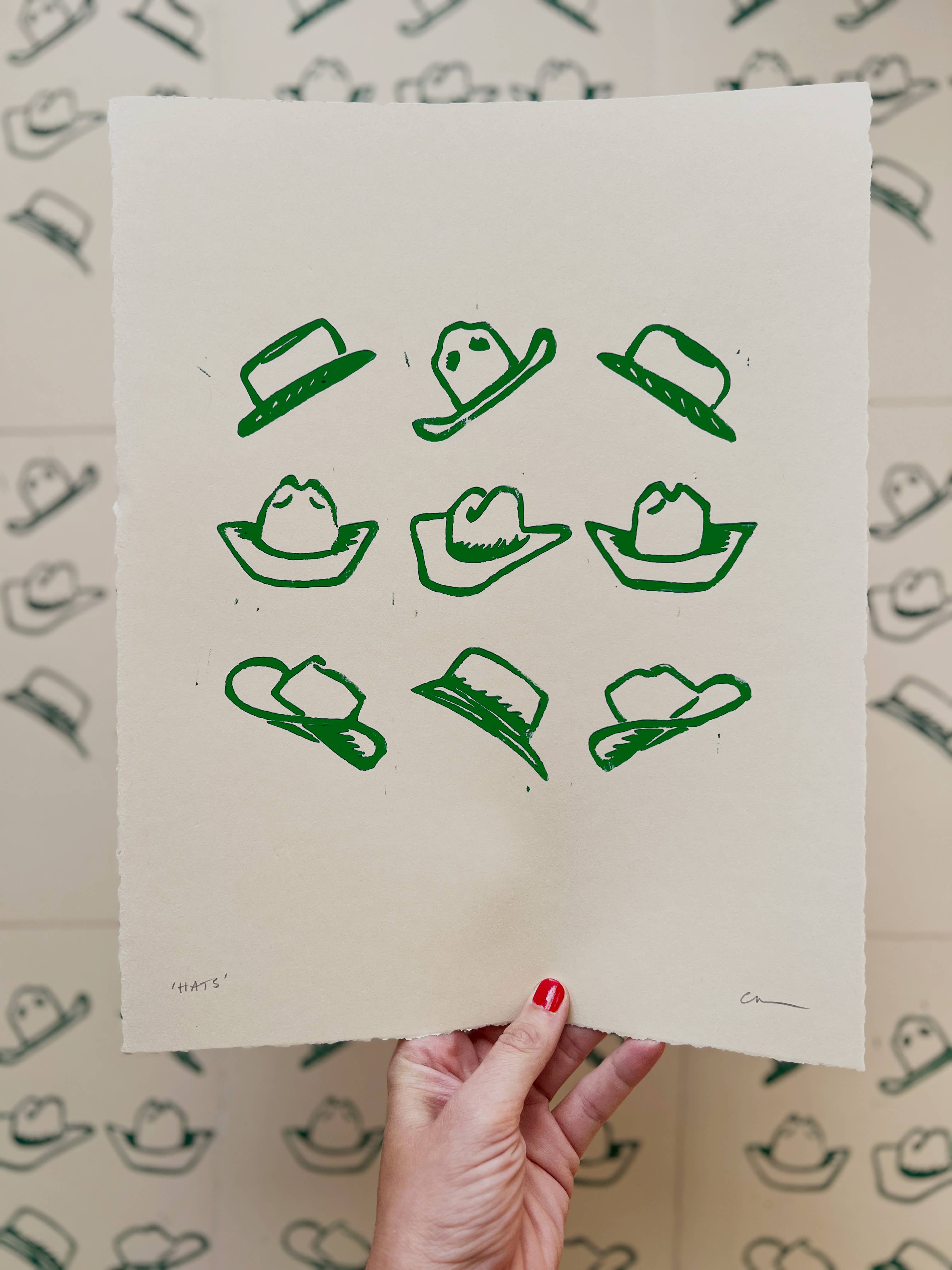 Studio Orch - Wholesale Art Print - 'Hats' Linocut Print3