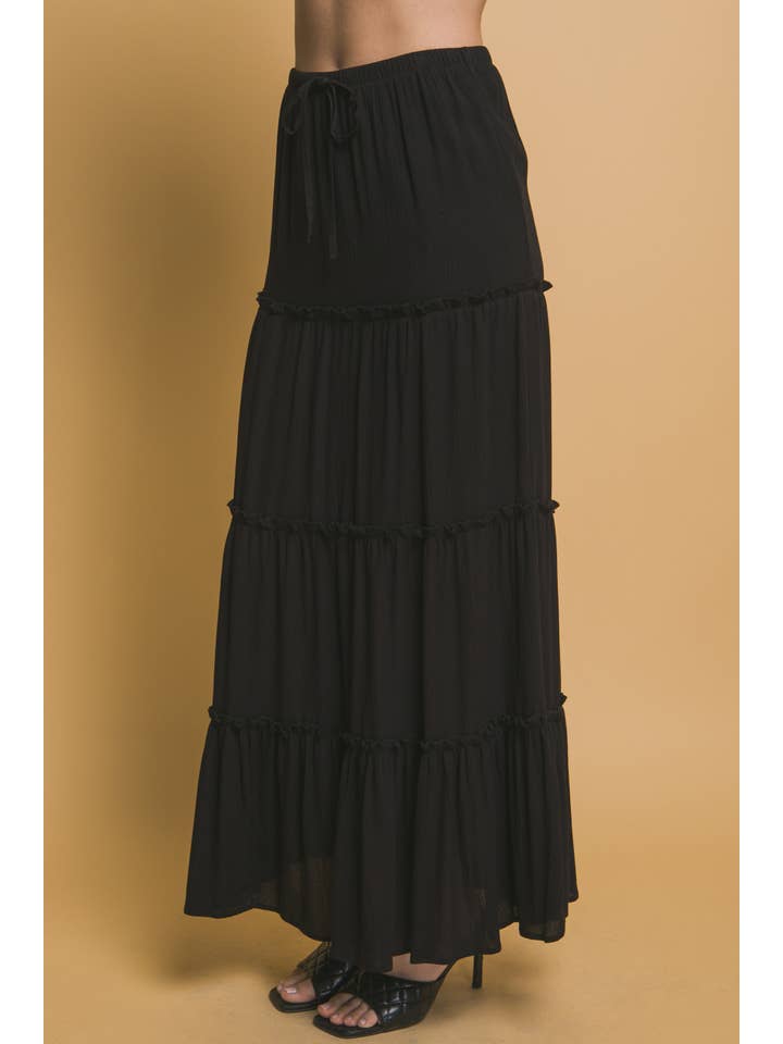42POPS - Wholesale Skirt - Women's - "...Tiered Detail Drawstring Maxi Skirt
