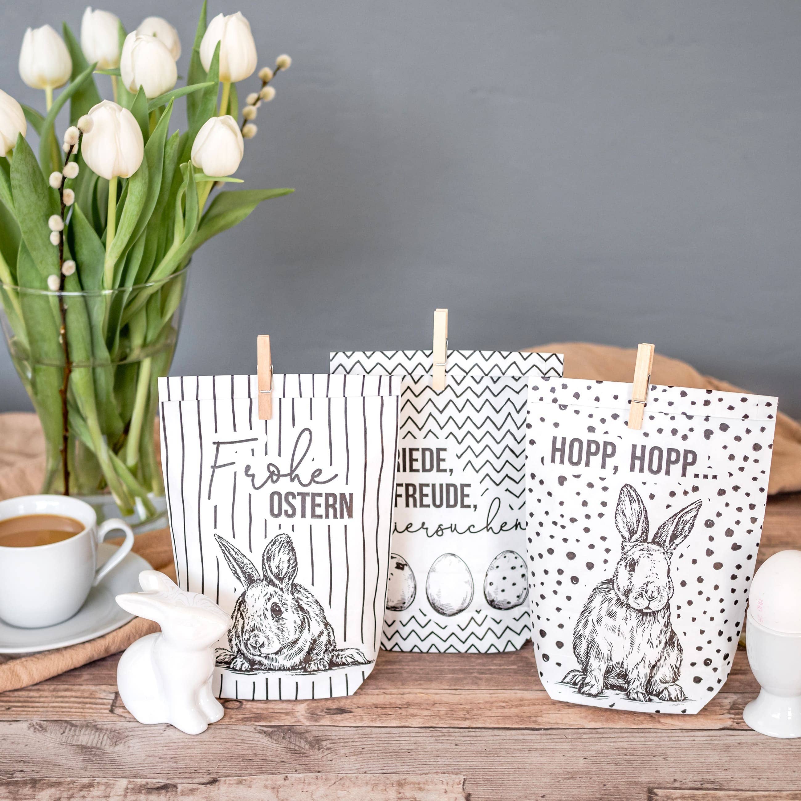 Papierdrachen - Wholesale Gift Bag - Bags printed with Easter motif - white - with Happy Easter1