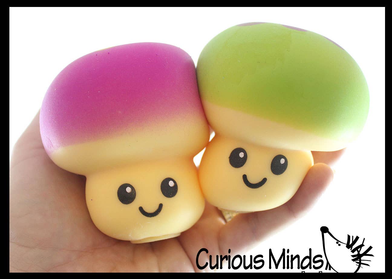 Curious Minds Toys - Wholesale Squishy Toy - Kids & Baby - 1 Mushroom Squishy Squeeze Stress Ball Soft Doh Filling - Li9