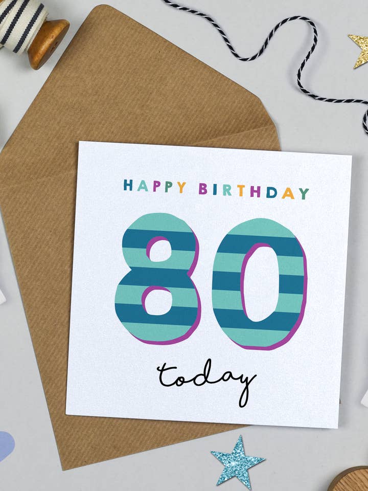 Candy Stripe 80th Birthday for wholesale by Michelle Fiedler Design