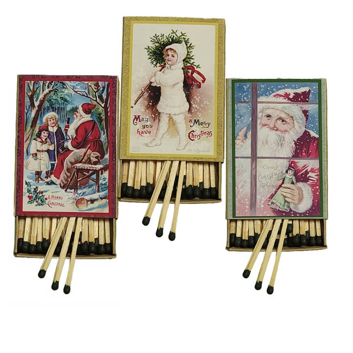 Lot de boîtes d'allumettes pour décorateur fait main « Noël victorien » pour la vente par Superior Dry Goods