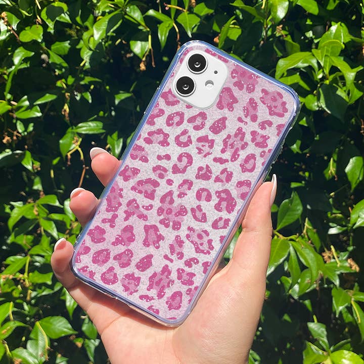 Pink Glitter Leopard Phone Case for wholesale by The Goblin Saloon